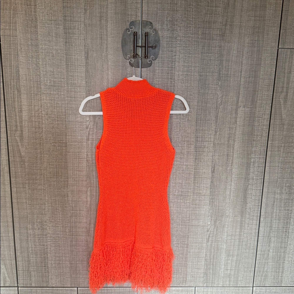 Micas‎ Sleeveless Orange Knit Dress with Fringe - Picture 9 of 16